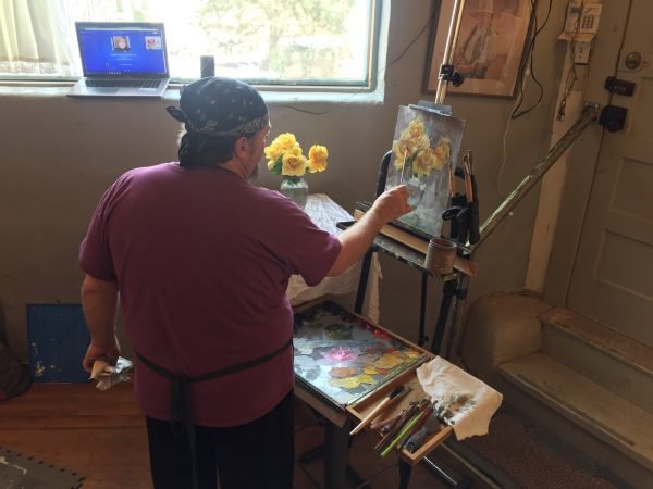 Seamus Berkeley in the Rich Nichol's studio