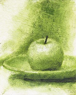 Green Apple Monochromatic Painting Seamus Berkeley