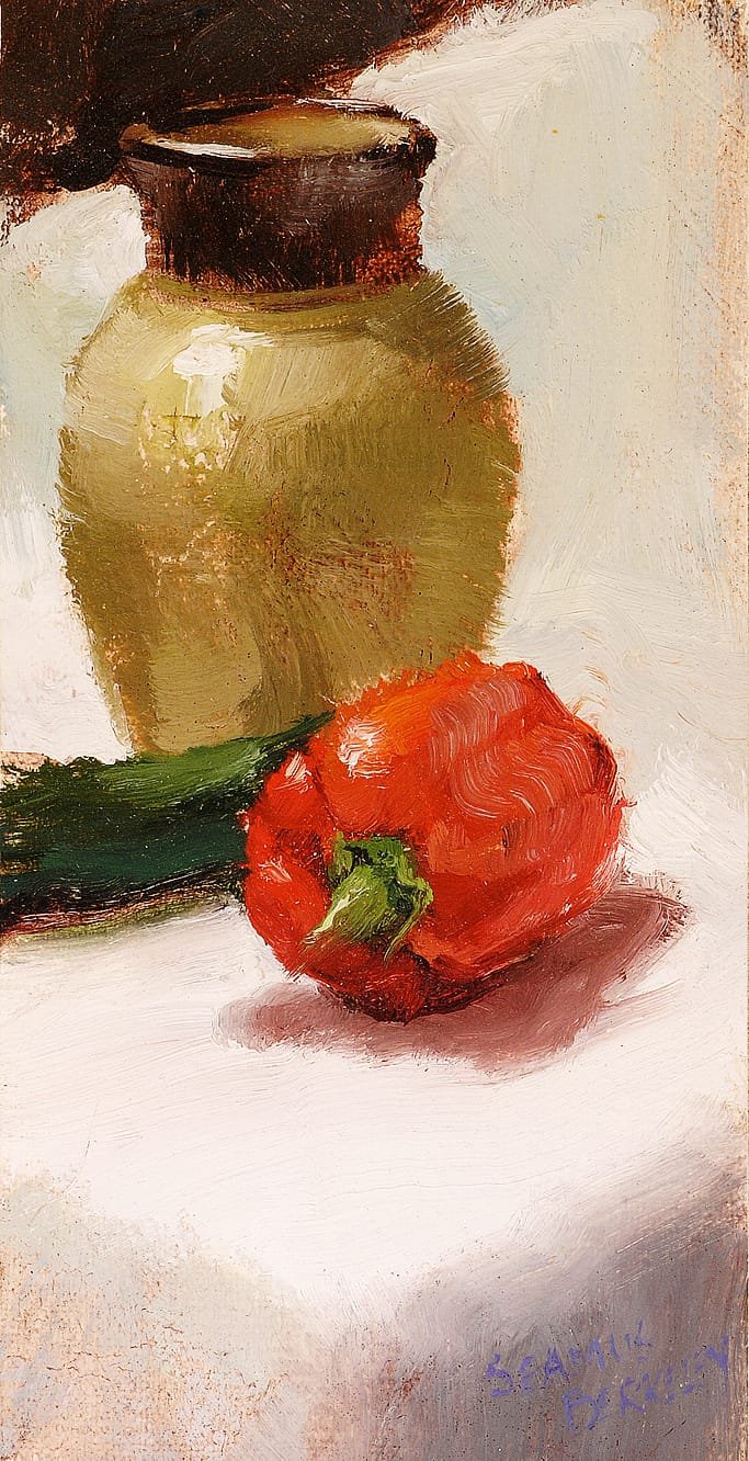 Red Pepper and Vase Painting Seamus Berkeley