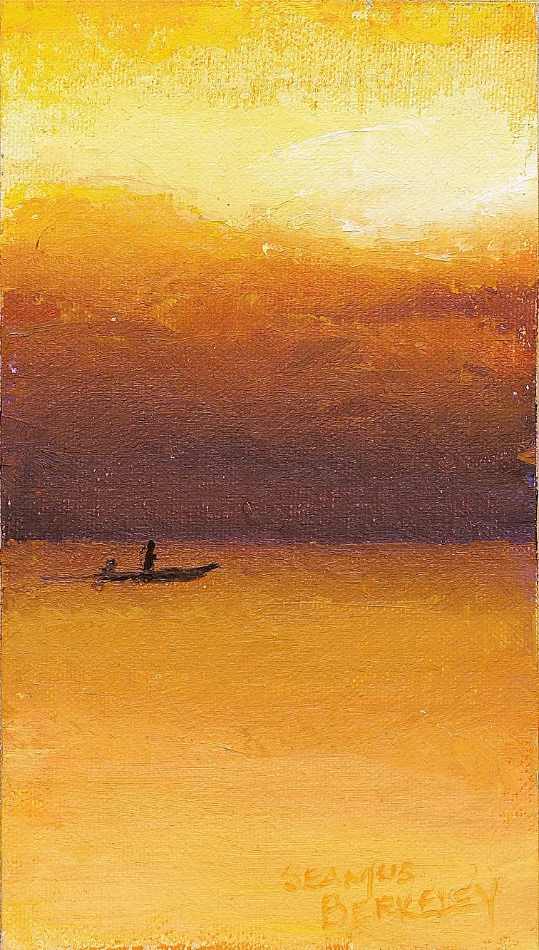 Sunset Fishing Painting Seamus Berkeley